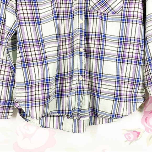 American Eagle Outfitters AEO Checkered Plaid Boyfriend Button Down Shirt L - Picture 3 of 11